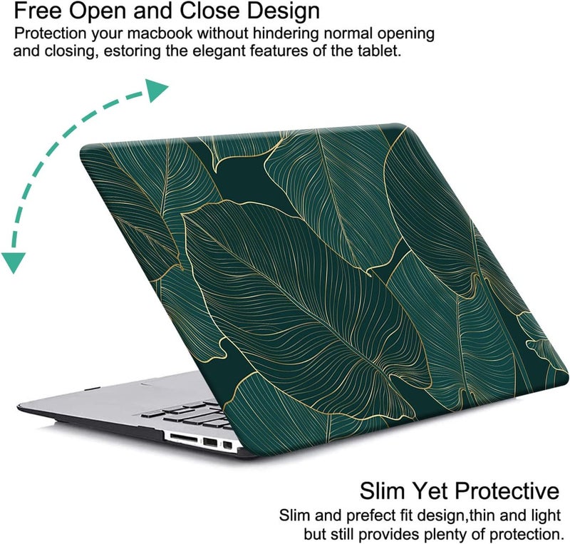 KEROM Compatible for MacBook Air 13 inch Case 2025-2022 M4 M3 M2 A3240 A3113 A2681, MacBook Air M4 13 inch Case, Protective Plastic Hard Shell & Keyboard Cover for Mac Air 13.6'', Green Leaves - Image 3